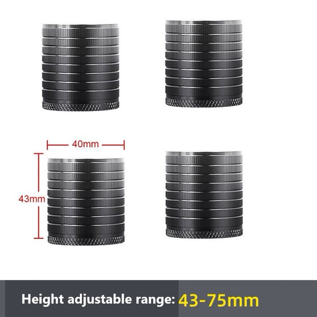 4 Pcs Pieds de Table de Lit Base Surélevée Augmentateur de Hauteur Réglable Meubles 4 Pcs Noir