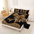 thumbnail image 2 of Erosebridal Fashion Leopard Print Bowtie Kids Bed Sheets,Cheetah Pattern Theme Bowknot King Sheets For Girls 4pcs, 2 of 6