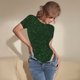 thumbnail image 3 of Balery Emerald Green Sparkling Body de cuello redondo de manga corta para mujer Tops de manga corta Tops básicos-Large, 3 of 7