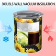 thumbnail image 2 of 12oz Coffee Tumblers Black Sunflower Green Leaf Pattern Stainless Steel Vacuum Insulated Travel Tumbler Coffee Cups Mug with Lid and Straw with Cleaning Brush for Cold & Hot Drinks, 2 of 5