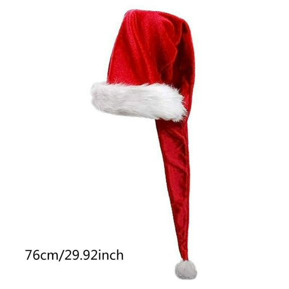 ZPAQI Long Christmas Santa Hat, Overlength Plush Christmas Santa Claus Xmas Long-tail Cap Hat for Decor (2 Size Optional)