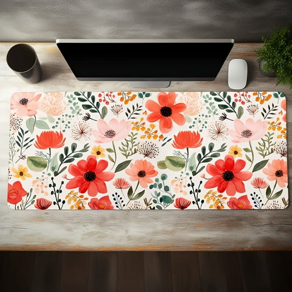 Upgrade Your Gaming & Office Experience with This 1pc Long Flower Pattern Mouse Pad!