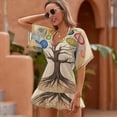 thumbnail image 2 of Chakra Tree of Life Art Beach Cover Ups Women V Neck Short Sleeve Dress Coverups Beachwear, 2 of 6
