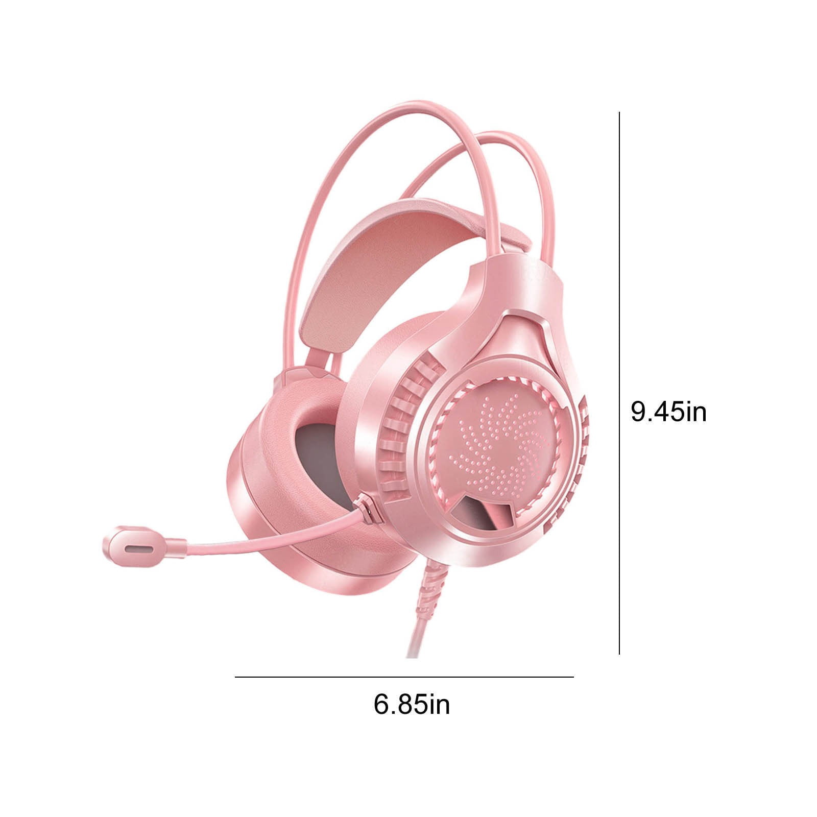 Gaming Headphones Wired Earphones, Illuminated 3.5mm USB Computer Headset with Noise Reduction Microphone, Adjustable Comfortable Headband for Gaming Work Study