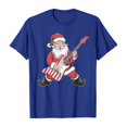 thumbnail image 3 of Christmas Tshirts Women Short Sleeve Casual Crewneck Funny Santa Claus Playing The Guitar Graphic Tee Shirt Holiday Tops, 3 of 3