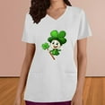 thumbnail image 2 of BiZtdJrK 2025 Scrub Tops for Women St. Patrick's Day Stretchy Scrubs Summer Casual V Neck Shrits Holiday Short Sleeve Work Top with Pockets White L Prime Sales of The Day, 2 of 5