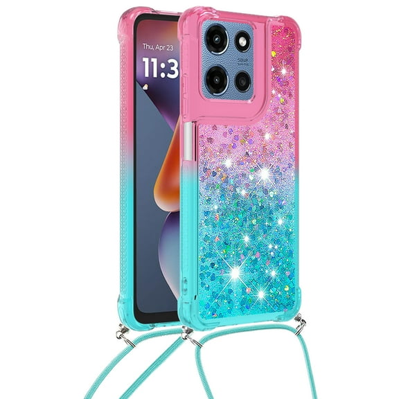 GY-MCKK for MOTO G 5G 2025 Case Girls Women Cute Glitter Soft TPU Phone Case with Strap Lanyard Shockproof Protective Cover-B3