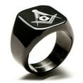 thumbnail image 2 of Free Mason Ring - Black Flat Face Freemasonry Stainless Steel Masonic Rings, 2 of 4