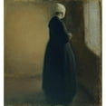 thumbnail image 2 of Vilhelm Hammershøi 15x16 Black Ornate Wood Framed Double Matted Museum Art Print Titled - An Old Woman Standing by a Window (1885), 2 of 5