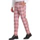 thumbnail image 5 of Pantalones de hombre Inspire Chic, de cuadros, con frente plano, cintura elástica y botón, 30 rosa, 5 of 7