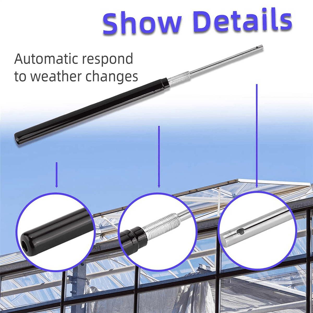 2X Temperature Sensitive Automatic Window Opener Cylinder Automatic Greenhouse Window Opener Cylinder,2 x Window Opener Cylinder,black