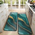 thumbnail image 4 of Kitchen Rugs Sets Of 2,Teal Gold Marble Pattern Anti Fatigue Kitchen Mat Rugs Non Slip Washable,Decorative Kitchen Floor Mats for Kitchen,Sink,Laundry,17"x47"+17"x47", 4 of 5