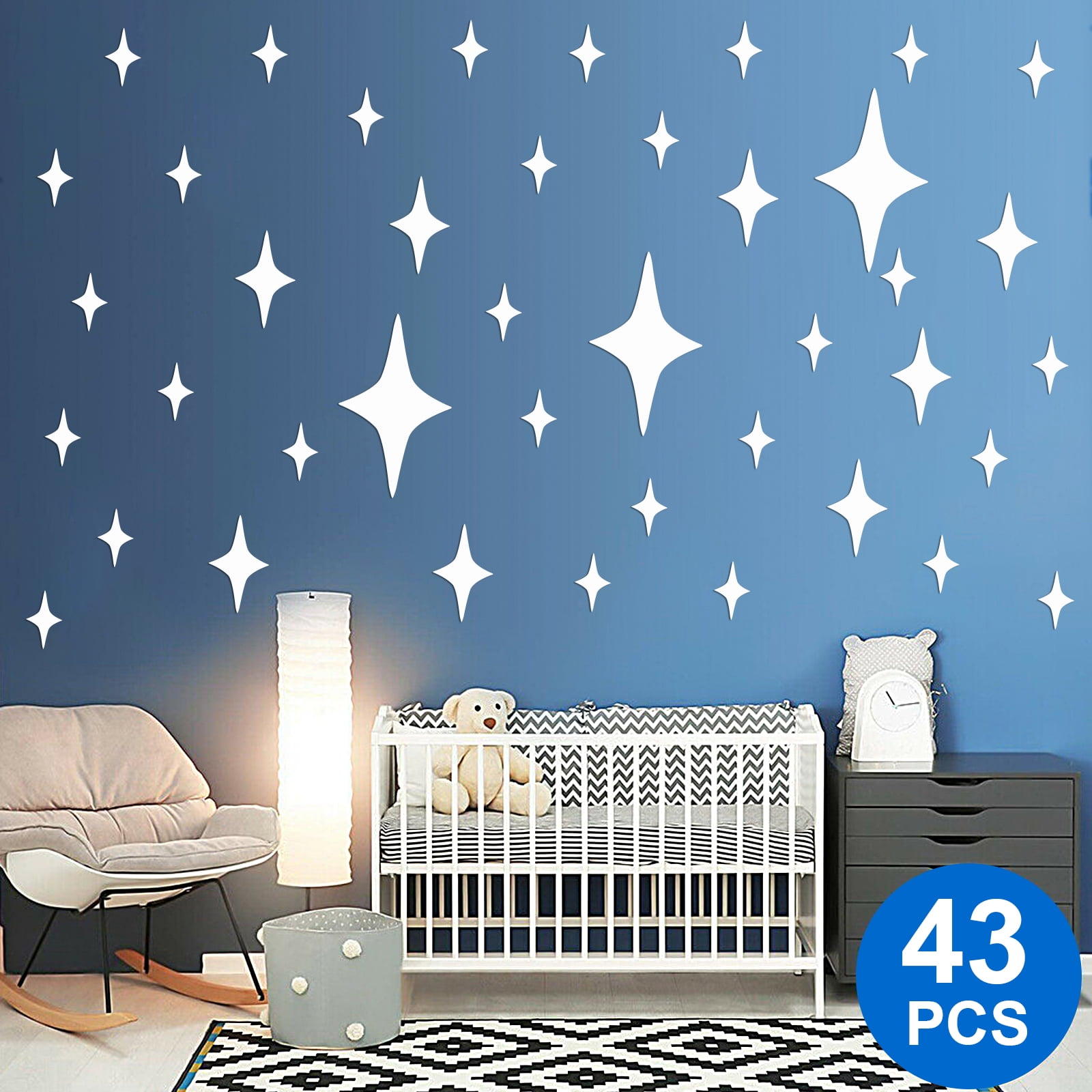  216 Pieces Moon Stars Wall 3D Stickers Acrylic Mirror Wall  Decals Decor Silver Removable for Kids Bedding Room Ceiling Wall Decoration  : Tools & Home Improvement