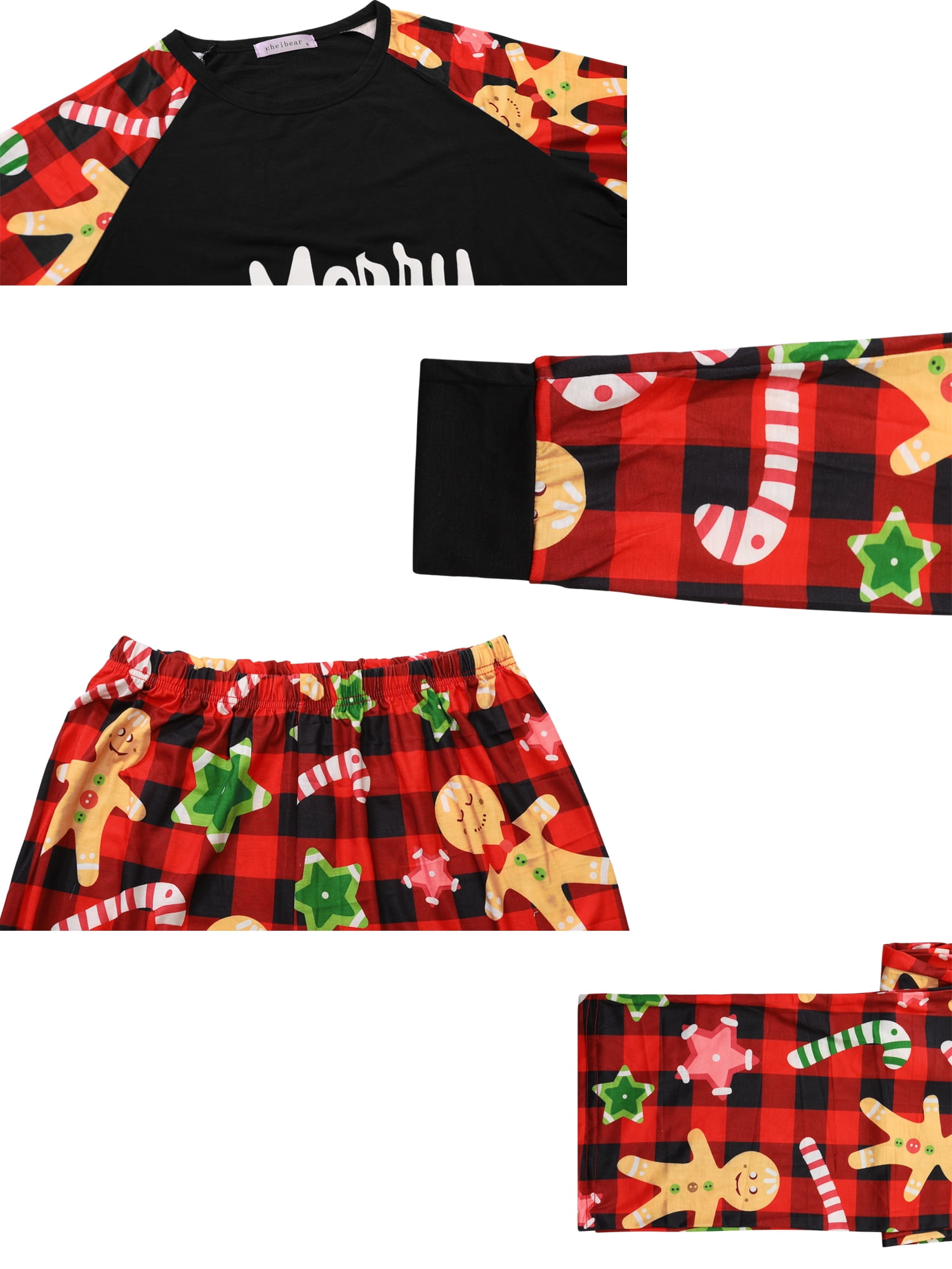 Unique Bargains Christmas Long Sleeve Tee with Pants Loungewear Family Pajama Sets L Big Boys