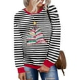 thumbnail image 4 of GaThRRgYP Women's Round Neck Autumn Winter Long Sleeve Print Top,Women's Fashion Printed Loose Long Sleeve Blouse Round Neck Hoodless Sweatshirts Top Black S, 4 of 4