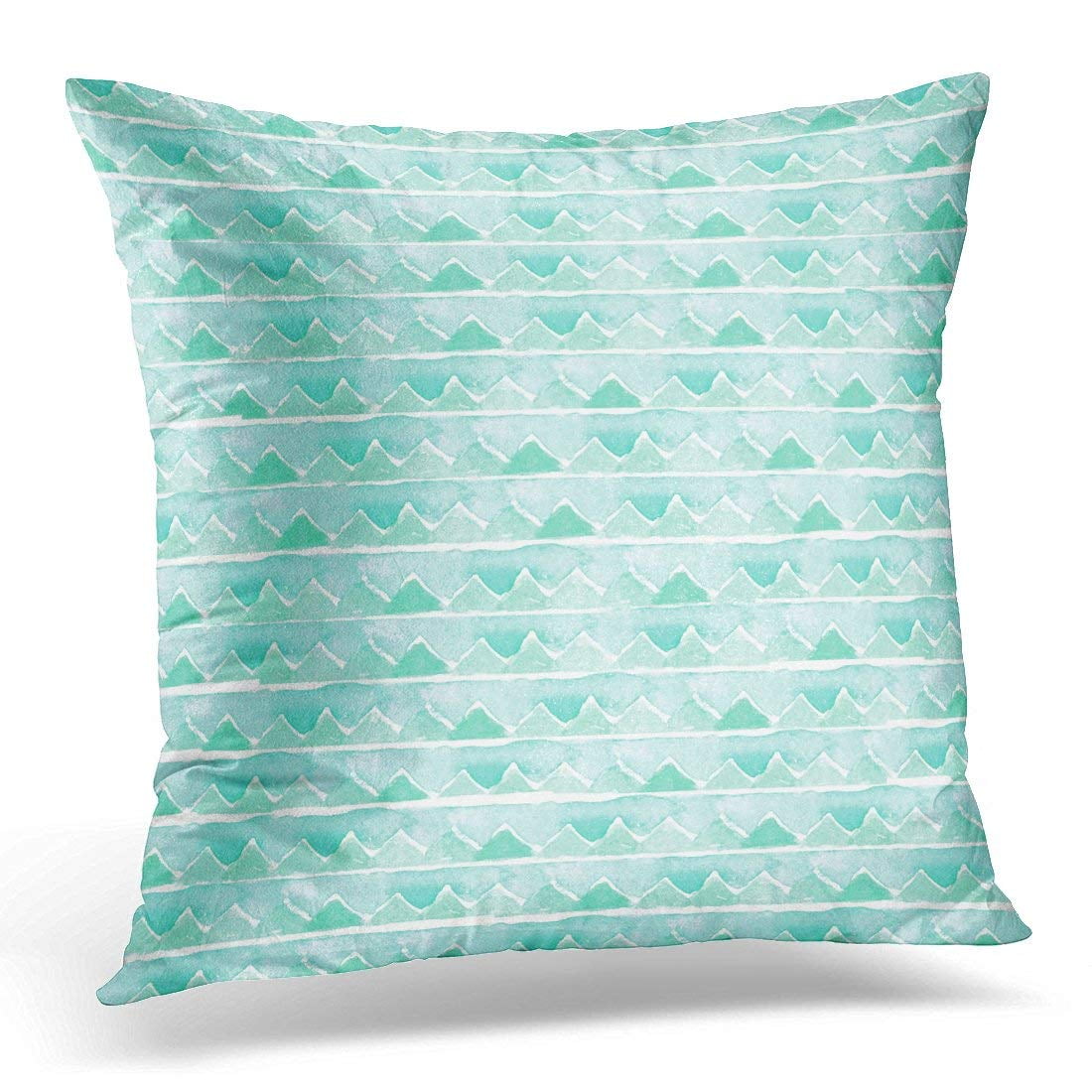 Bsdhome Teal Tribal Blue Watercolor Triangle Geometric Pillow Case Pillow Cover 20x20 Inch