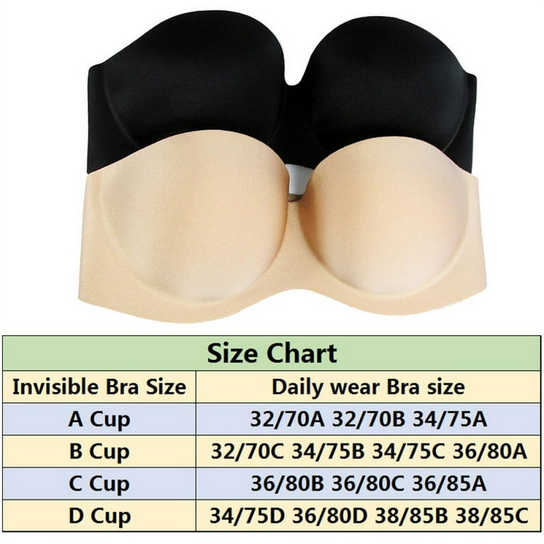 Women One Piece Strapless Bras Push Up Lift Brassiere Seamless Invisible Bra  