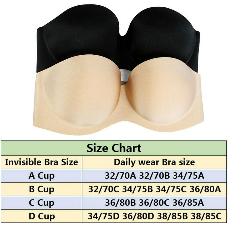 Women's Invisible Seamless Strapless Push Up Bra 