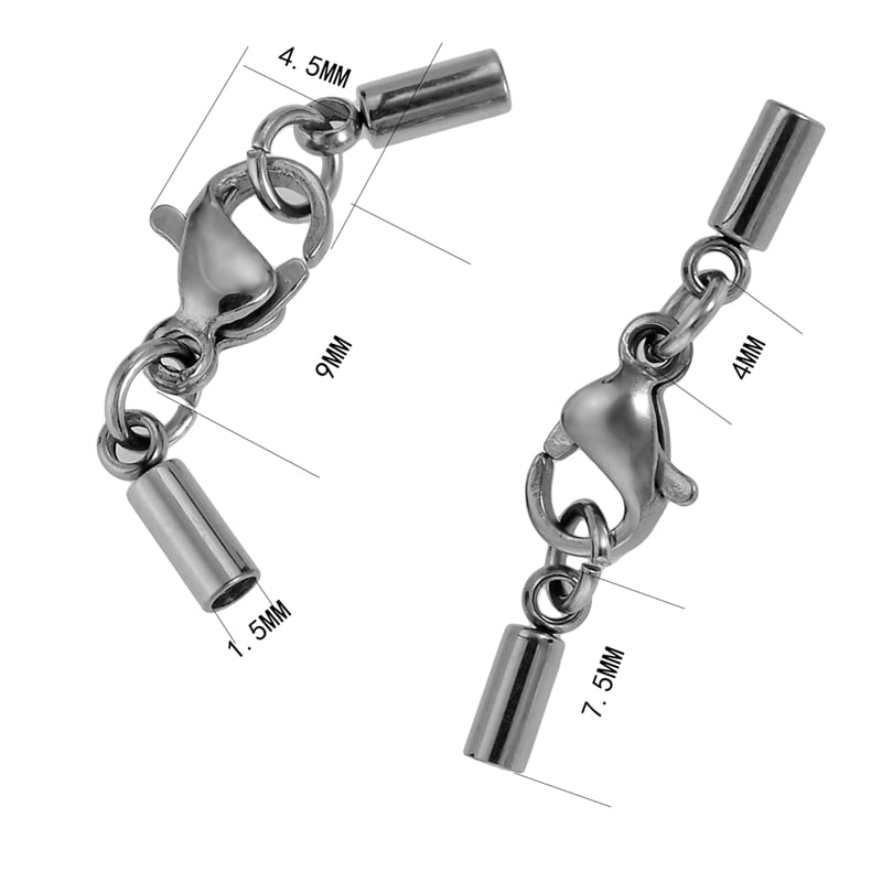 2 Sets Stainless Steel Necklace Chain Cord Ends Caps Sets Findings 7