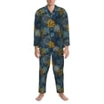 thumbnail image 3 of Naloa Vintage Compass Men’s Pajamas Set - Long Sleeve Button Down Sleep Shirt and Pajama Bottoms Sleepwear Set-X-Large, 3 of 7