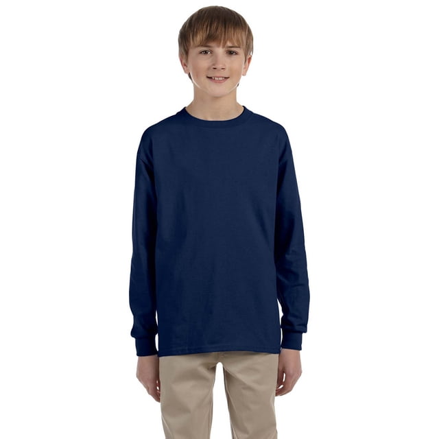Jerzees Youth Long Sleeve T-Shirt - 29BL - Small - Navy