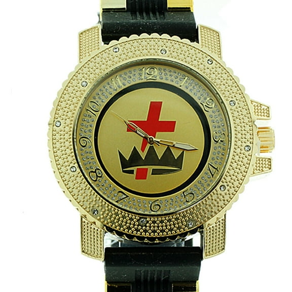 Masonic Knights of Templar Watch Cross & Crown Black w/ Silicone Band York Rite