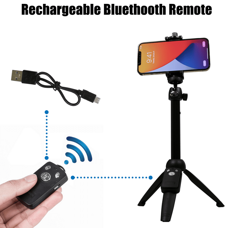 Selfie Stick Portable 40 Inch Aluminum Alloy Selfie Stick Phone Tripod with  Wireless Remote Shutter Compatible with All Cell Phones for Selfie/Video  Recording/Photo/Live Stream/Vlog black 