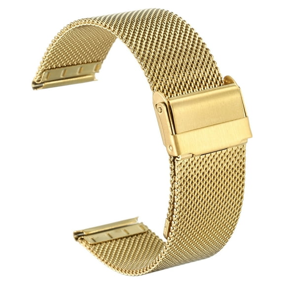 Uxcell Stainless Steel Mesh Watch Band 21mm Quick Release Adjustable Metal Replacement Watch Strap for Men Women, Gold