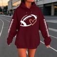 thumbnail image 4 of YVNAURA Women’s Plus Size Fleece Hoodie Sweatshirt Football Pullover with Pockets Oversized Fall Fashion 2026 Hooded Sweater Comfy Game Day Casual Top, Wine,XXXXL, 4 of 9
