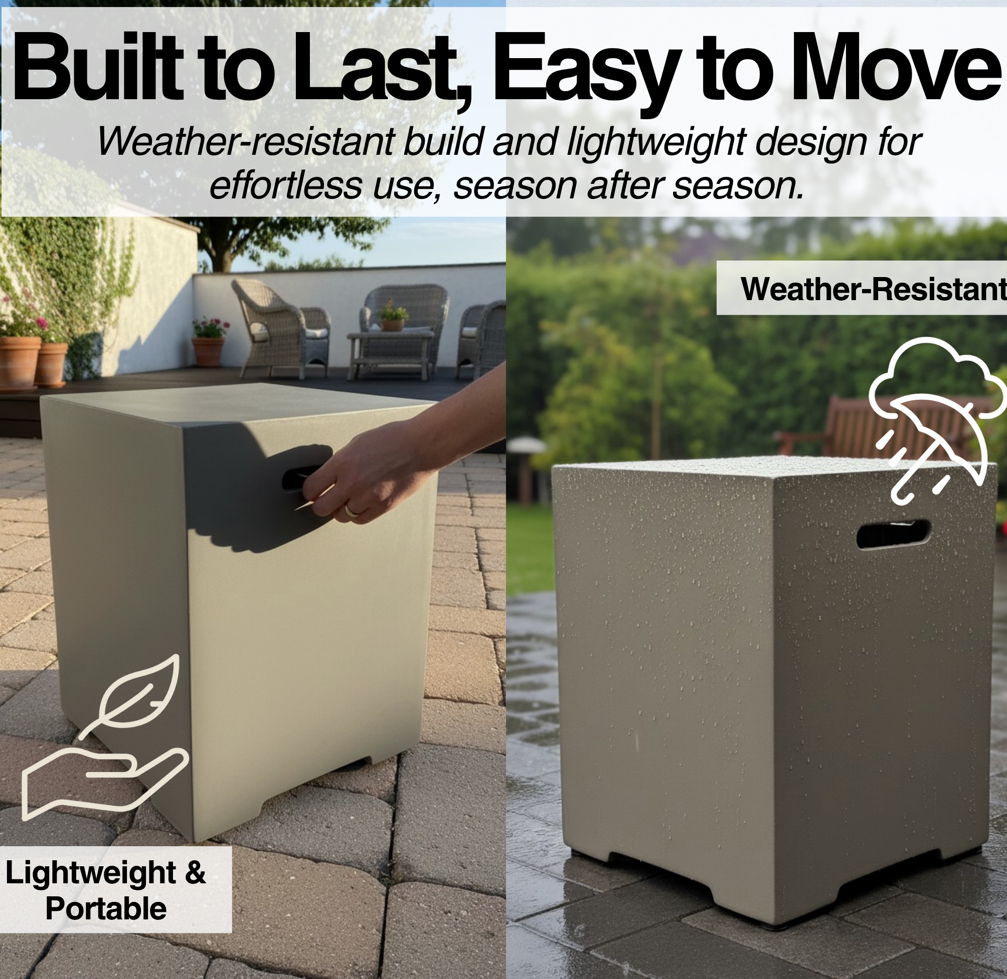 Anykoon 20 LB Propane Tank Cover Table, Light Concrete Dark Grey - Outdoor Cylinder Hideaway Side Table for Gas Fire Pit & Gas Griddle