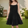 thumbnail image 2 of Ruyang Girls Sleeveless Halter Dress Solid Backless Pleated Summer Dresses Elegant Cute Casual Smocked Dresses for Kids, 2 of 6