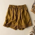 thumbnail image 4 of Shorts for Women Retro Hollow Lace Splicing Loose Mid Length Five Point Cotton Linen Casual Shorts, 4 of 5