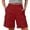 v#51Brick Red66, variant on Women Shorts Solid Color Elastic High Waist Buttons Cargo Knee-Length Loose Fit Soft Breathable With Pockets For Summer Baseball Fashion Bottoms,Brick Red,L
