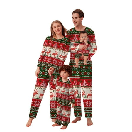 

Christmas Pajamas for Family Parent-Child Outfit Winter Fall Print Blouse Tops Pants Xmas Clothes Pajama Sets