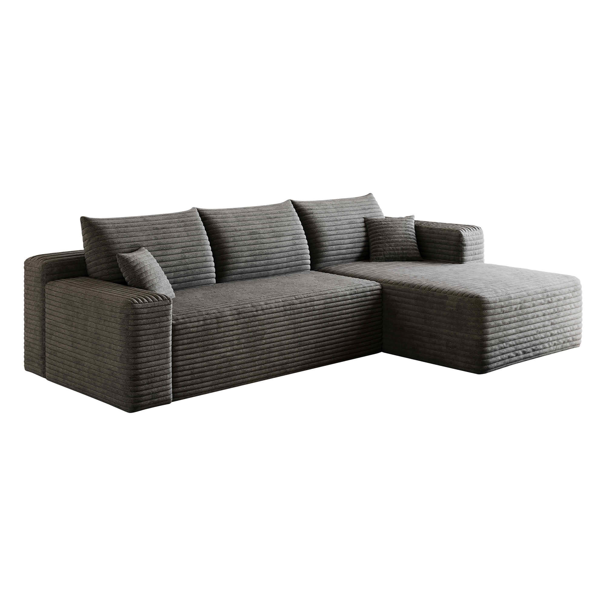 MAYEERTY 95" Corduroy L-Shaped Sectional Sofa, Modern Minimalist Deep Seat Corner Couch with Chaise, No Assembly Leisure Sofa for Home