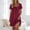 Wine, variant on QUNYINEY Blue Women Plus Dresses Short Sleeve Midi Summer Lace T-Shirt Dress Drop Shoulder Pleated Lounge Crew Neck Loose Fit Dresses