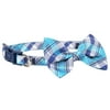 Vibrant Life Plaid Bowtie Fashion Dog Collar, Blue, Small
