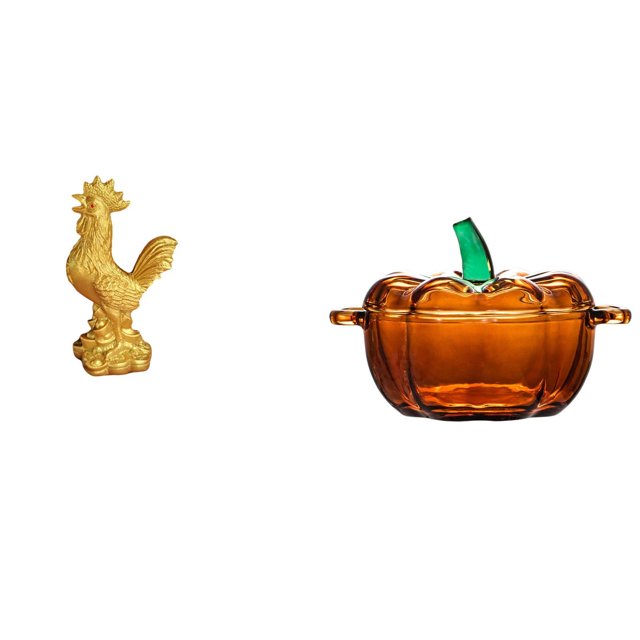 Escultura de pollo de resina, figura de gallo, bombonera de cristal, tarro de dulces decorativo con tapa, calabaza realista, ideal para regalar o