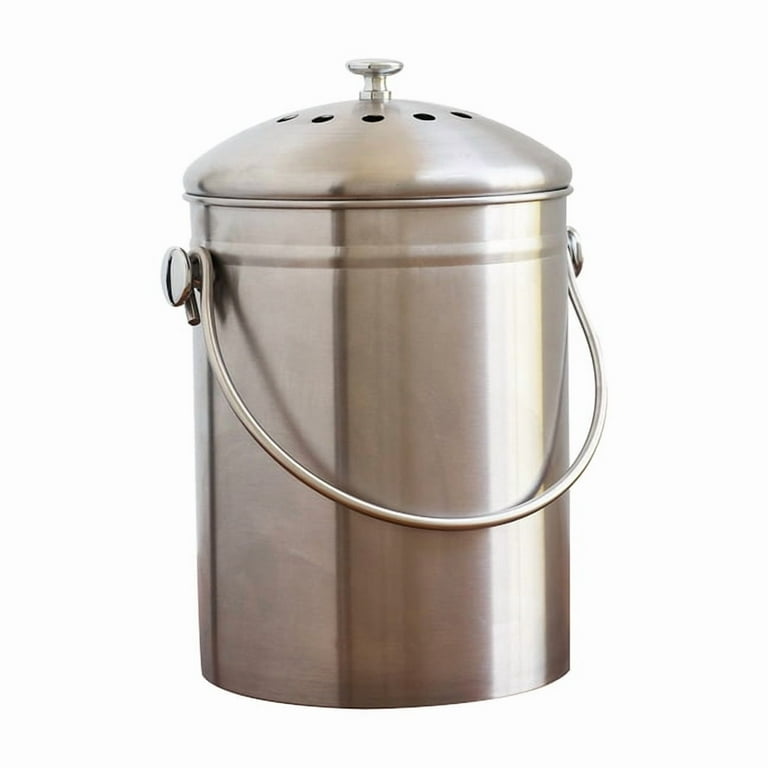 Natural Home 1.3 Gal. Stainless Steel Compost Bin - Silver