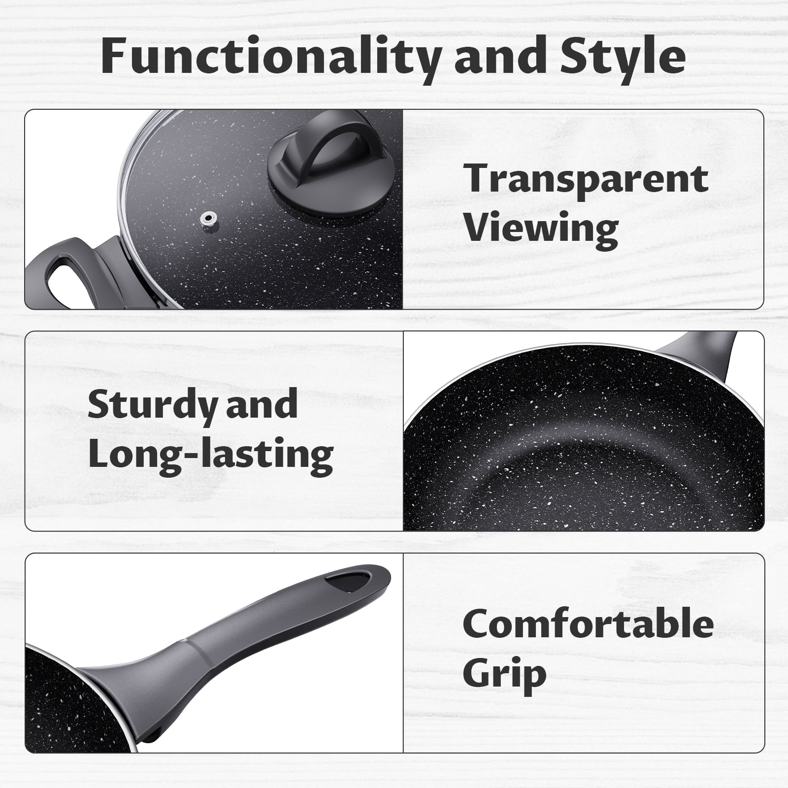 Induction Pots and Pans Set 10 Piece, Dishwasher Safe Nonstick Cooking Pans, Aluminum