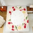 thumbnail image 5 of jejeloiu Cartoon Cherry Queen Sheet Sets,Colorful Daisy Floral Flat Sheet,Red Green Queen Fitted Sheet For Teens,Microfiber Bedroom Decor,4 Pieces, 5 of 7