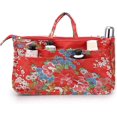 thumbnail image 5 of Bolso de mano con inserto impreso Organizador de bolso de mano 13 bolsillos Forro expandible Bolsa con cremallera Organizador de bolso de mano Inserto de bolso de pañales con asa (Flor roja), 5 of 5