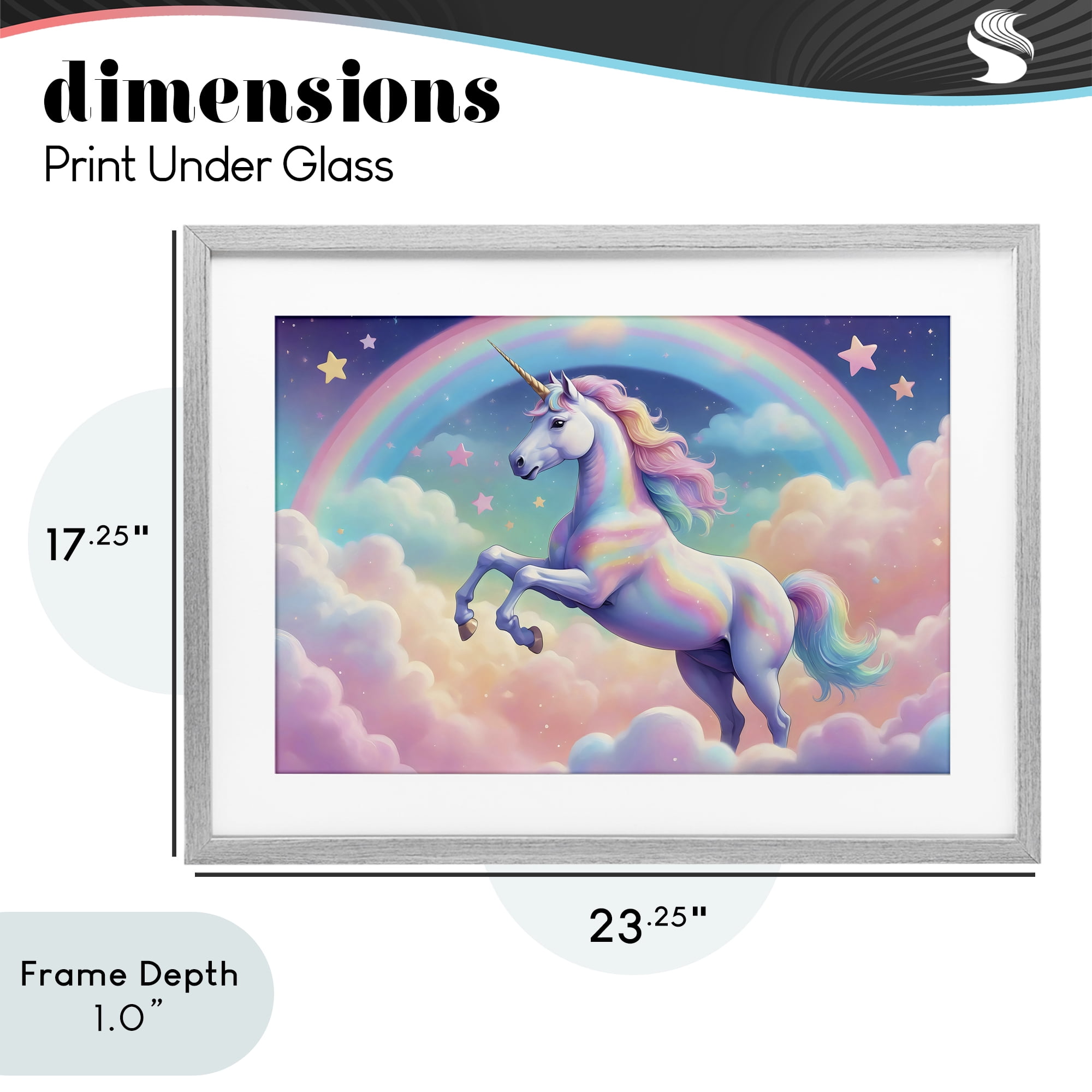 Stupell Industries Colorful Galaxy Unicorn Gray Framed Print Under Glass, design by Creative Studio