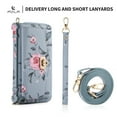 thumbnail image 6 of ELEHOLD Multi-Functional Wallet Case for Samsung Galaxy S24 Ultra Large Capacity 14 Card Slots Magnetic Detachable Phone Case with Wristband Shoulder Strap Luxury Flower Purse Phone Bag, Grey, 6 of 8