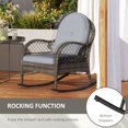 thumbnail image 3 of 2-Piece Grey Wicker Rocking Patio Chair Set with Cushions - Indoor Outdoor Rocking Chairs for Porch, Balcony & Poolside Relaxation - 33.9" H, 3 of 7