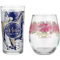 West Coast Novelty Kentucky Derby Oaks Stemless Wine Glasses - Bundle Of 2 Official 146th & 144th Edition