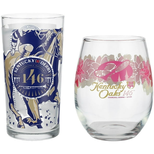 146th Kentucky Derby Mint Julep Glass & Kentucky Oaks Lily Wine Glass