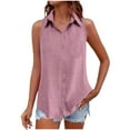 thumbnail image 2 of Hxshgdsn V Neck Cardigan Vest For Womens Sleeveless Solid Color Tops Casual Daily Tees Pink S, 2 of 9