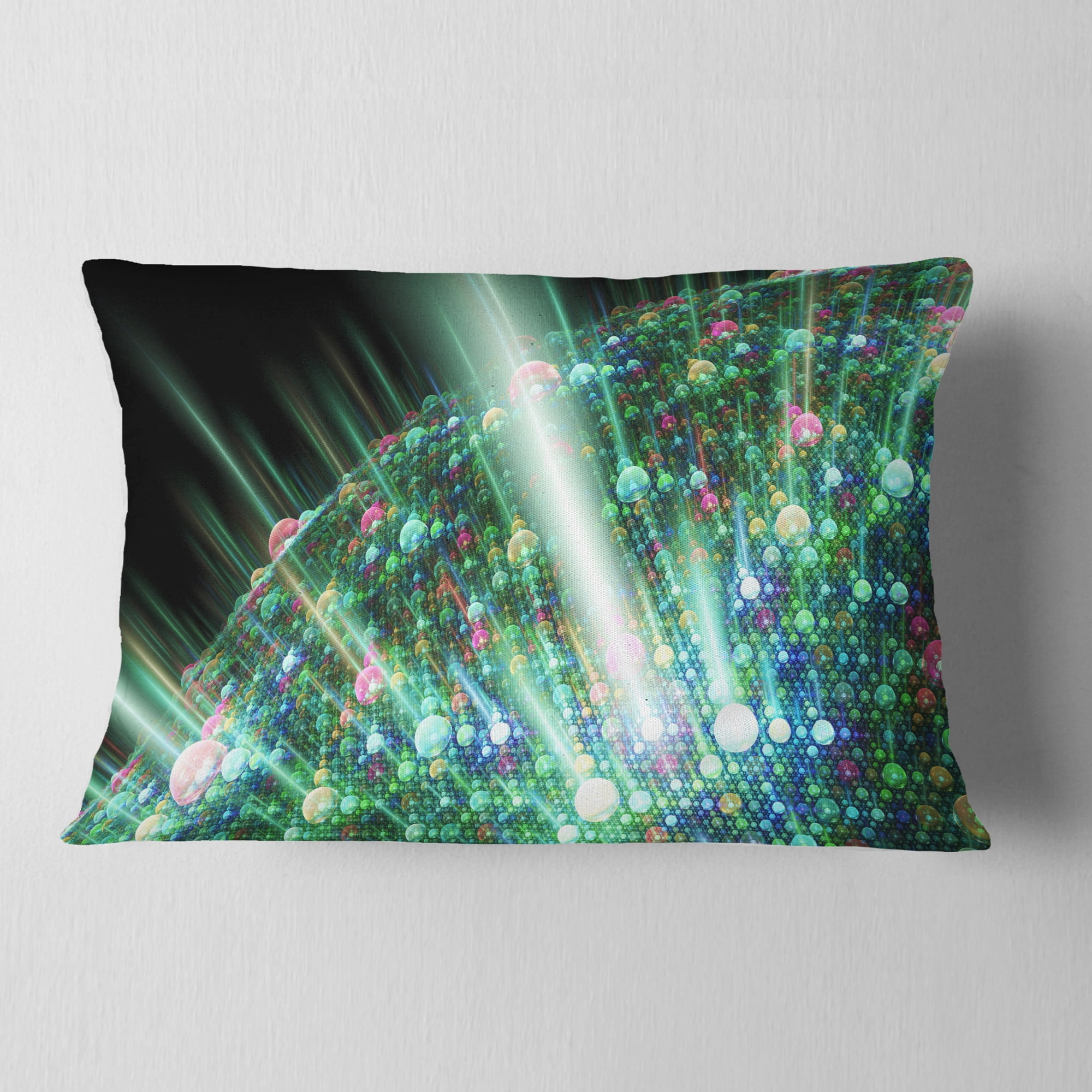 Designart Bright Blue Solar Bubbles Planet - Abstract Throw Pillow - 12x20