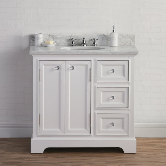 Water Creation Derby 36" Wood Single Bathroom Vanity in White/Chrome
